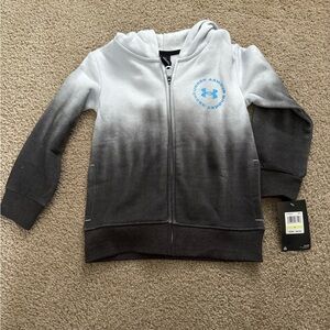 Size 4 Under Armour Kids Ombre Hoodie - White and Black